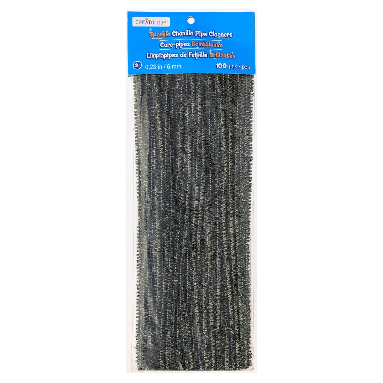 12 Packs: 100 ct. (1,200 total) Black Glitter Chenille Pipe Cleaners by Creatology™
